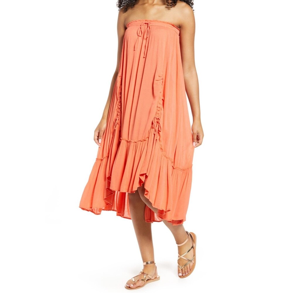 Free People El Sol Convertible Maxi Skirt Dress Pull-On Ruffle Solid S 287253